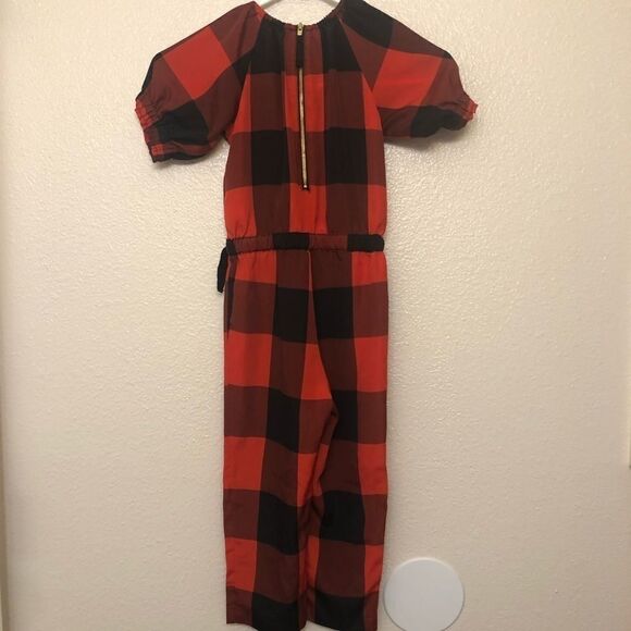 J Crew girls Crewcuts Red Buffalo Plaid one piece Jumper jumpsuit romper 5 - Picture 8 of 13